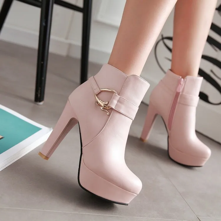 Womens Fashion Elegant Booties High Heels Shoes For Ladies Online Black And White Platform Ankle Boots Pink Beige47