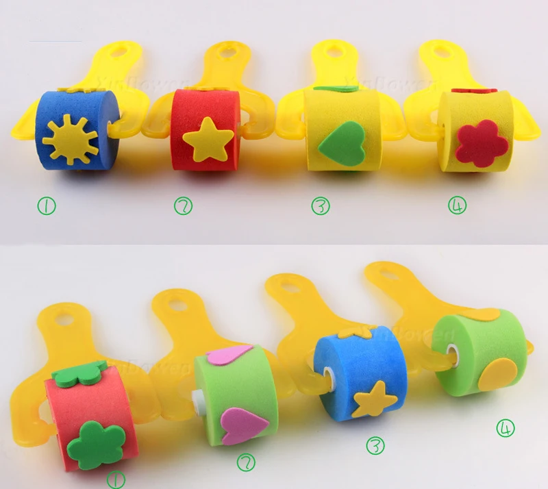 BalleenShiny 4 шт. Губка кисти EVA игрушки для рисования детские забавные валик для самостоятельной покраски кисти для рисования граффити детские развивающие инструменты для рисования