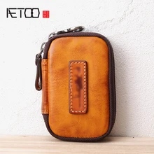 AETOO ретро мужская кожаная ключница вместительный Многофункциональный ключница автомобильный пульт дистанционного управления пакет бумажник для карт водителя