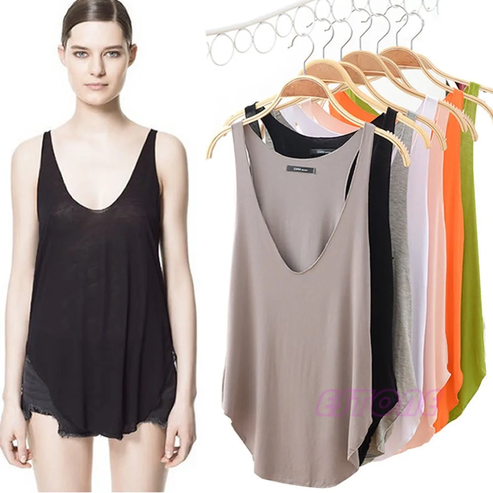 Fashion Womens V Neck Vest Summer Loose Sleeveless Tank T