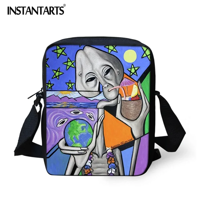 Инопланетянин сумки через плечо с печатным рисунком для мальчиков и девочек мини школьная брендовая дизайнерская Студенческая сумка-мессенджер сумка - Цвет: HM7825E