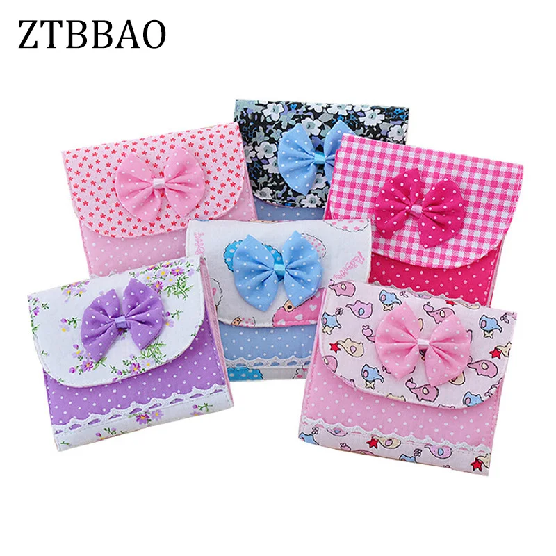 

1PCS Cute Women Cloth Menstrual Pads Menstrual Bowknot Cotton Sanitary Towel Napkin Pad Purse Holder Easy Bag Organizer
