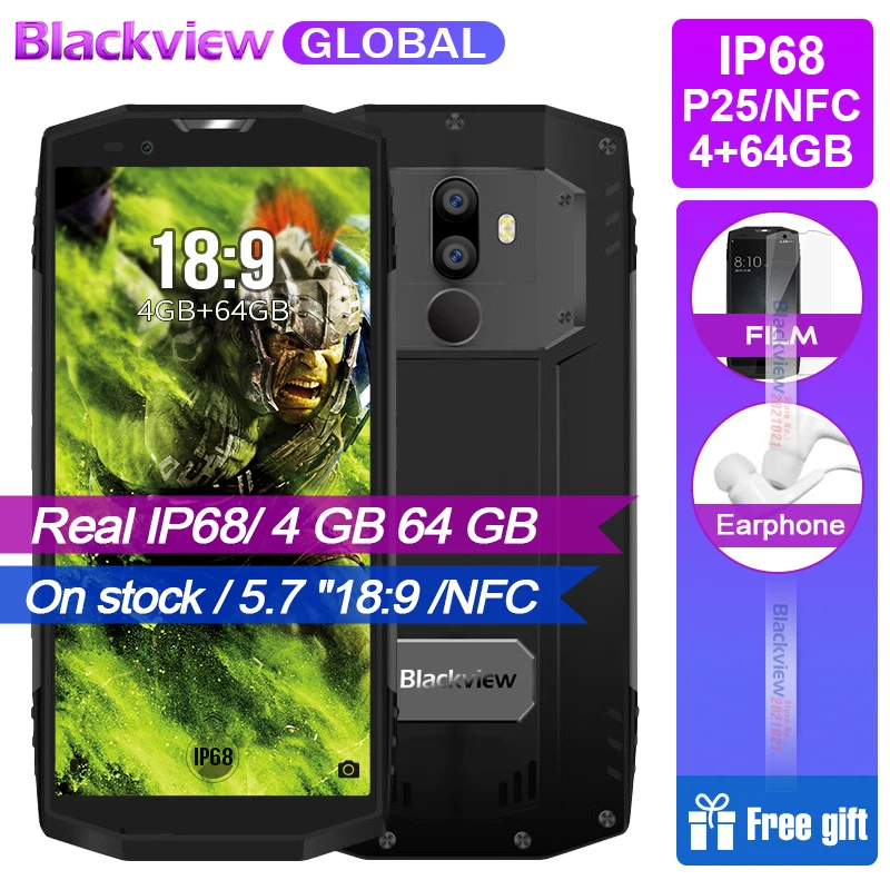 

2017 Blackview BV9000 5.7"18:9 Smartphone IP68 Waterproof Android 7.1 P25 Octa core 4GB 64GB 4180mAh 13MP Dual Cam NFC Cellphone