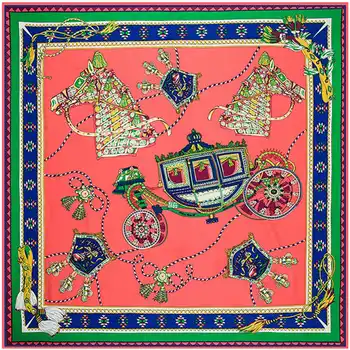 

Luxury Brand 100% Twill Silk Scarf Women Shawls Wrap Euro Horse Print Square Scarves Echarpes Foulard Female Bandanas 130*130