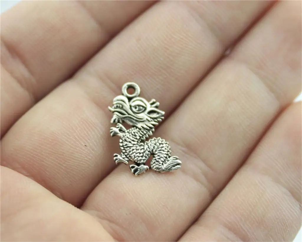 WYSIWYG 10pcs 18x12mm Chinese Dragon Pendant Dragon Charm Pendants