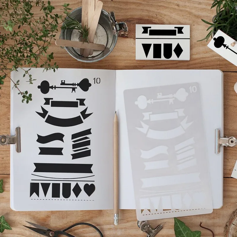 

12 Pcs/Set DIY Drawing Template for Diary Notebook Scrapbook Paper Billing record Journal Stencil Set