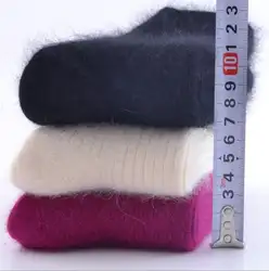 3 пары Одежда высшего качества зимние шерсть кролика уплотненные теплые носки Для женщин чистого твердого Цвет термоноски очень толстом