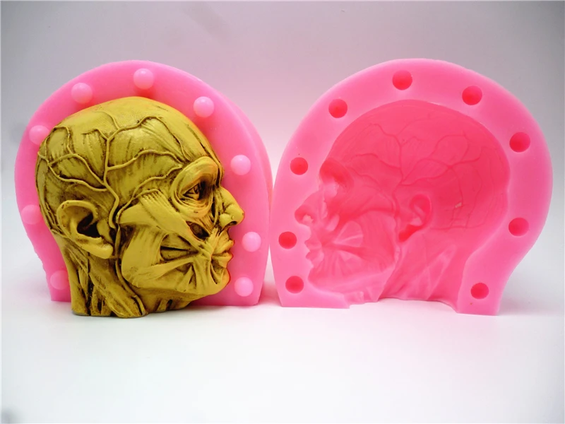 3D Anatomy Skull Mold Silicone Candle Soap Candy Human Head Making Mould