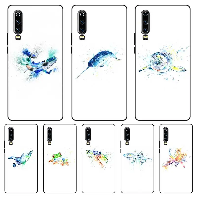 N380 Sea Life Черный силиконовый чехол для huawei P8 P9 P10 P20 P30 Lite Pro P Smart Plus 2017 2019 |