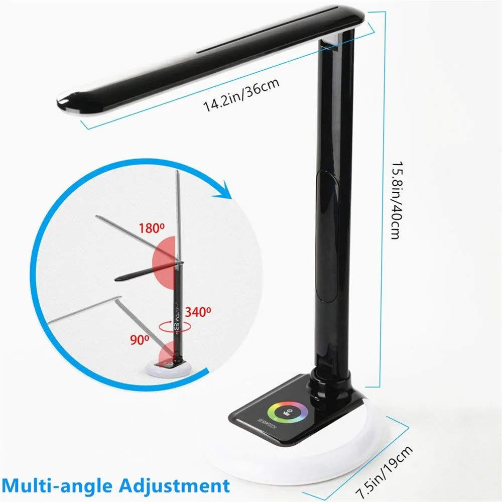 Woodpow светодиодный настольный светильник RGB Ночной светильник яркость регулируемые настольные лампы реагирующие на прикосновения с календарем будильник прикроватные лампы для чтения