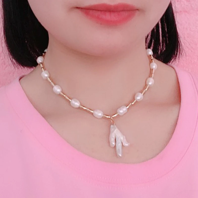 KBJW-gargantilla Original con perlas auténticas para mujer, collar de tejido hecho mano, Beige, tamaño ajustable - AliExpress
