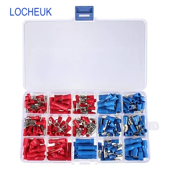 

200 pcs Red Blue Connectors Terminals Insulated Spade Bullet Ring Connectors Crimp Electrical Cable Wire Terminals Kit