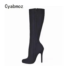 Cyabmoz Для женщин зимние ботинки Обувь женские Zapatillas Сапоги; женская обувь до колена Высокие каблуки молния женская одежда Обувь для вечеринок и клуба