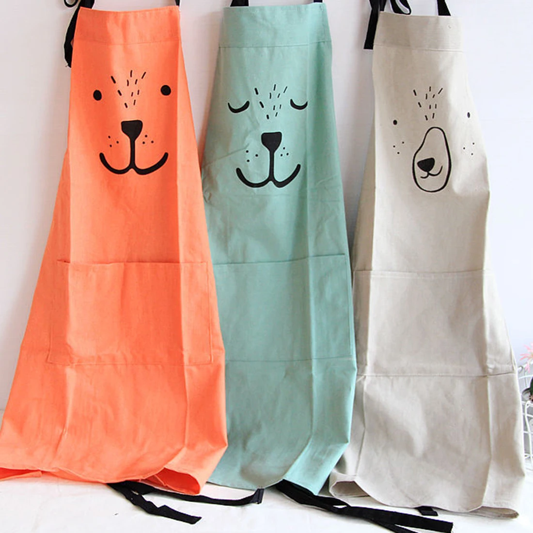 

Creative Parent Child Cute Pattern Working Apron Zakka Kitchen Cooking Baking Painting Apron With Pocket