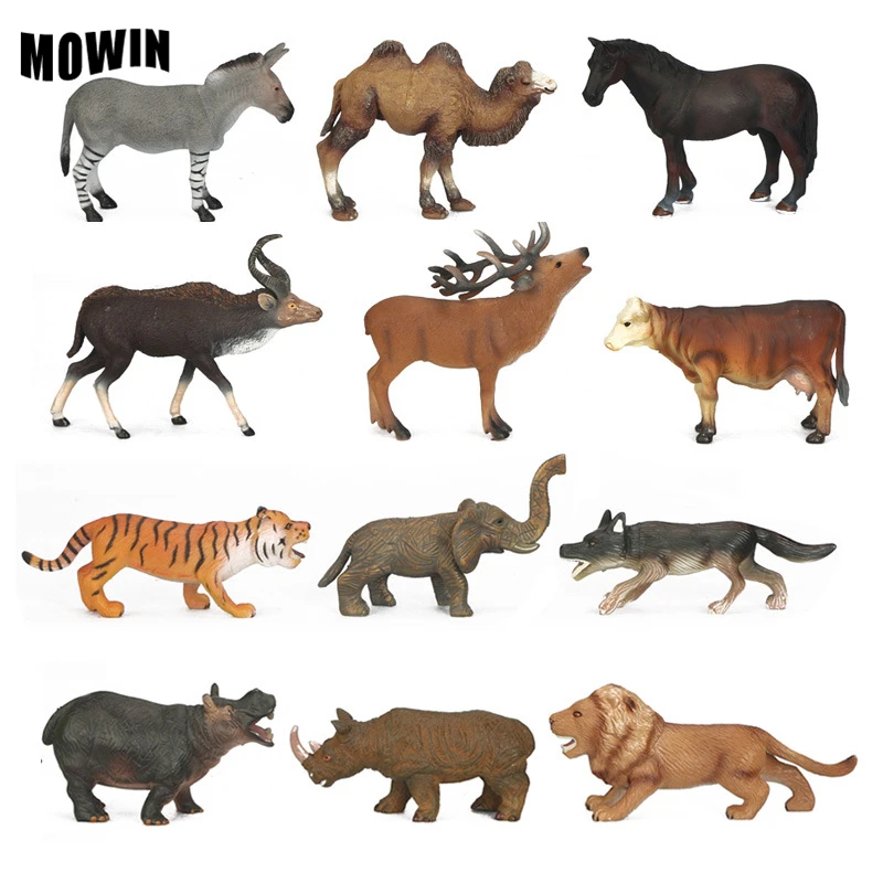 MOWIN Rhinoceros Antelope Model Figures Wild Animals Kids Simulation Zoo Toys High Quality Tiger Lion Juguetes | Игрушки и хобби