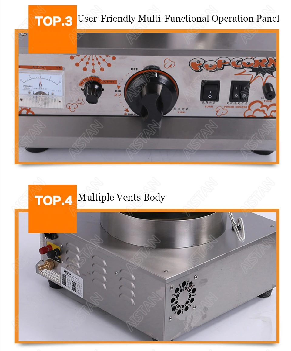 VBG701/VBG702 commercial stainless steel single head/double head gas popcorn machine
