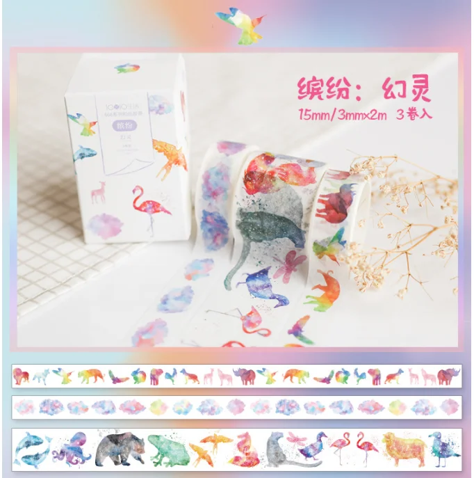 

3 pcs/pack Red Crowned Crane Decorative Washi Tape Set DIY Scrapbooking Masking Tape School Office Supply Escolar Papelaria
