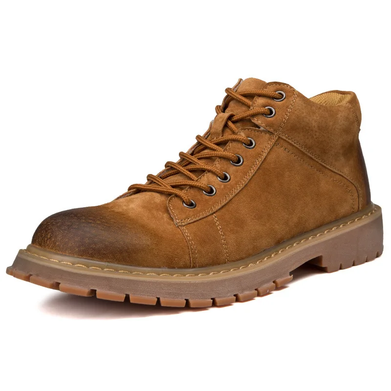 Genuine Leather Men Boots Autumn Winter Ankle Boots Fashion Footwear Lace Up Shoes Men High Quality Vintage Men Shoes - Цвет: brown