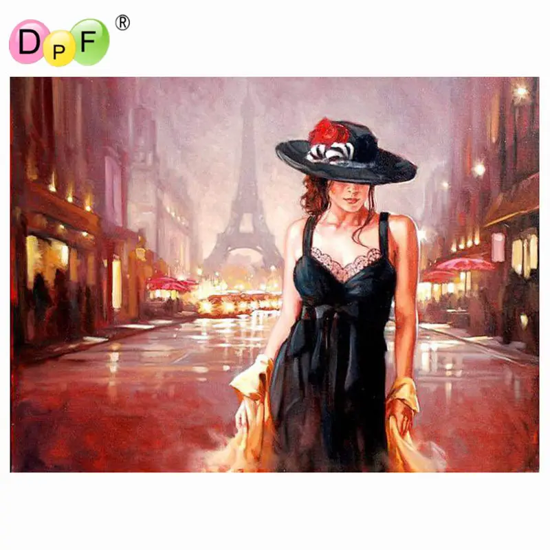 

DPF DIY oil Painting French women Paint On Canvas Acrylic Coloring By Numbers painting For living room Decor no frame handmade