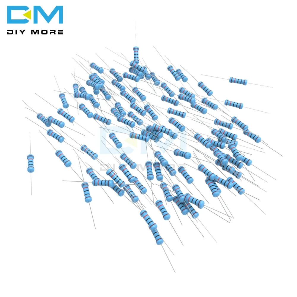 100 шт. металлического пленочного резистора 3W 1R-1M Ohm Сопротивление 1R 2.2R 4.7R 5.1R 10R 20R 22R 47R 1%+ 1%-1% Diy Электронный резистор