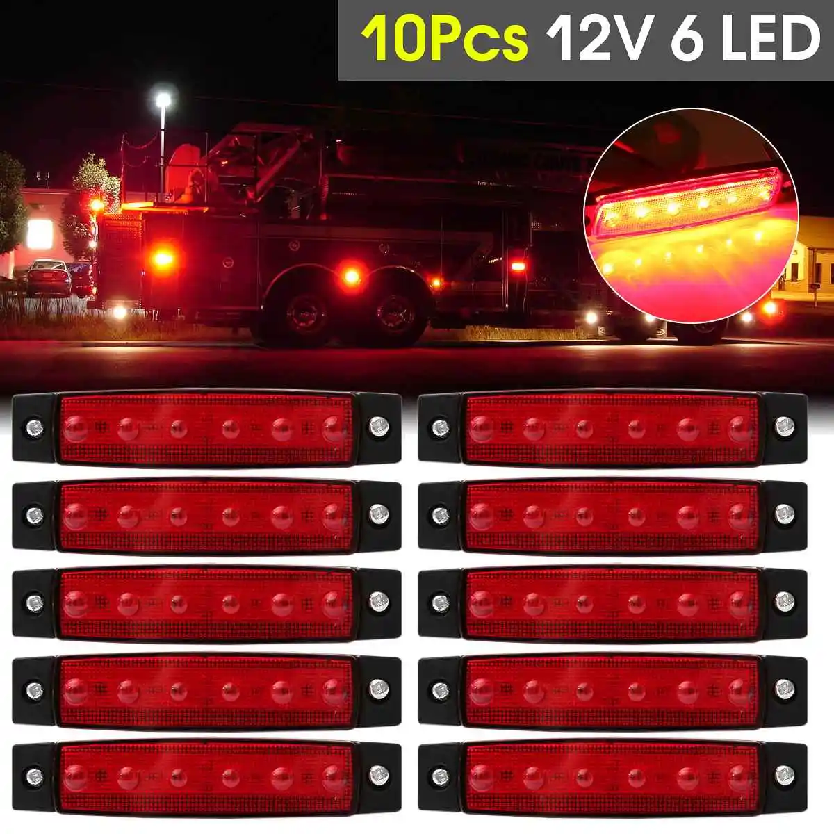 10X Универсальный 12 V/24 V 6LED/автобус/боковые маркеры индикатор Singal светильник боковое зеркало, лампа для грузовика трейлера белый/красный/желтый/синий/зеленый