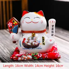 6 Inch Shaking Hand Lucky Cat Ceramic Material Ornaments Small Swing Opening Gifts Home Company Cashier