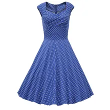 2017 Fashion Retro Dress Polka Dot Rockabilly Dress Summer Style Women Robe Vintage Short Sleeve Audrey Hepburn Dress 7 Colos