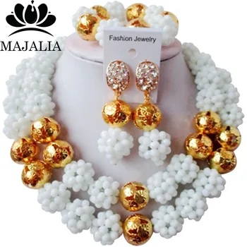 

Fashion Nigeria Wedding african beads jewelry set white Crystal necklace bracelet earrings Free shipping VV-102