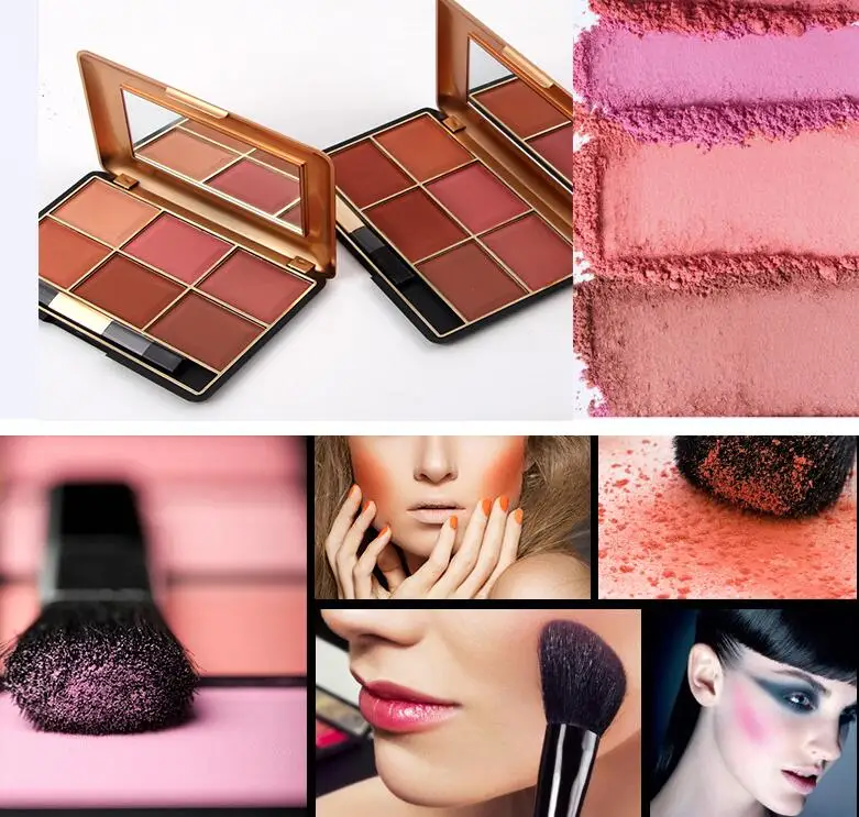 

Makeup Fashion 6 Color Blushers Palette Professional Maquiagem Long Lasting Natural Cheek Sleek Cosmetic Facial Blush Colorete
