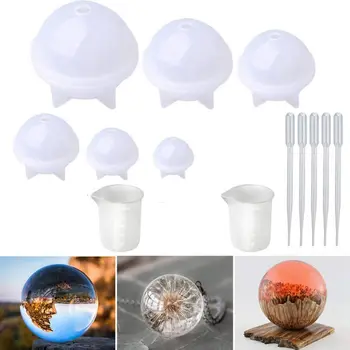 

1 Set Sphere Silicone Resin Molds Round Ball Shape with Nonstick Silicone Mixing Cup Dropper for DIY Soap Candle Jewelry Tools