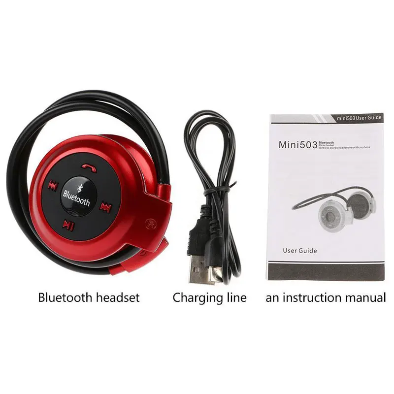 AHHROOU Mini 503 Mini503 Bluetooth 4.0 Headset Sport Wireless Music Stereo Earphones Support Micro SD Card Slot + FM Speakers