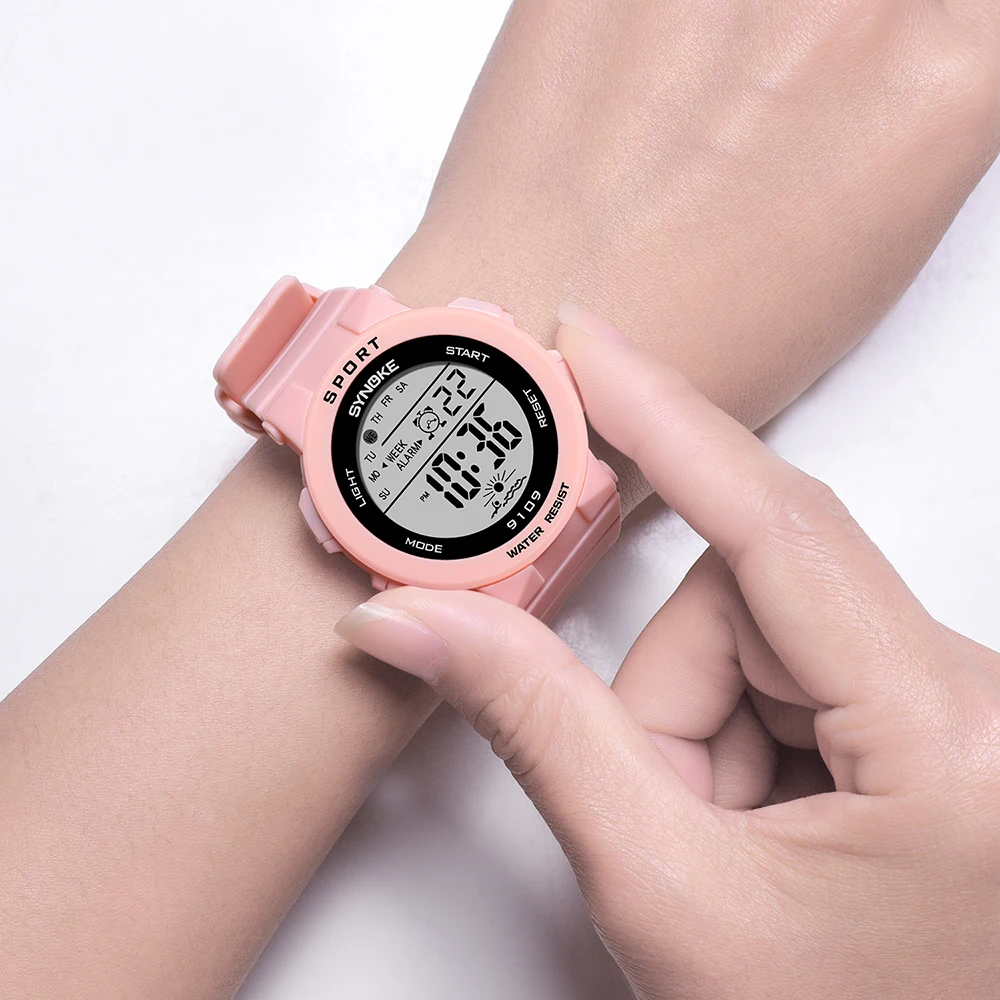 

SYNOKE Fashion Digital LED Colorful Light Girl jam tangan Alarm Date Casual Sports Wrist Watch Free Shipping Gifts For Girls