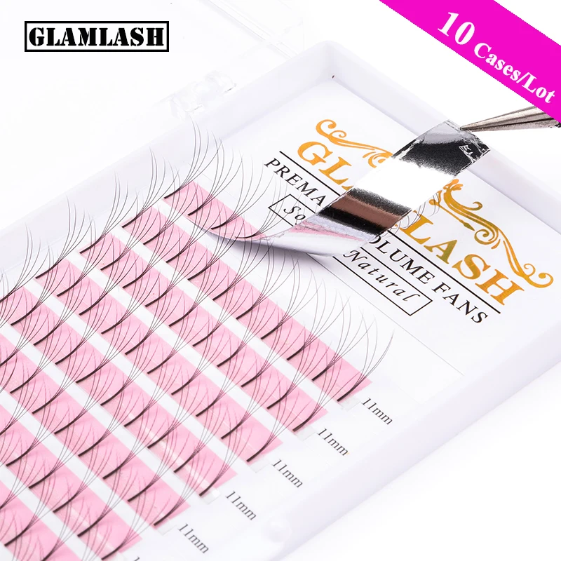 Cases por Atacado Extensões de Cílios Fãs de Volume Glamlash Longa Haste Lash Premade Russo Vison Cílios Maquiagem 10 2d-6d
