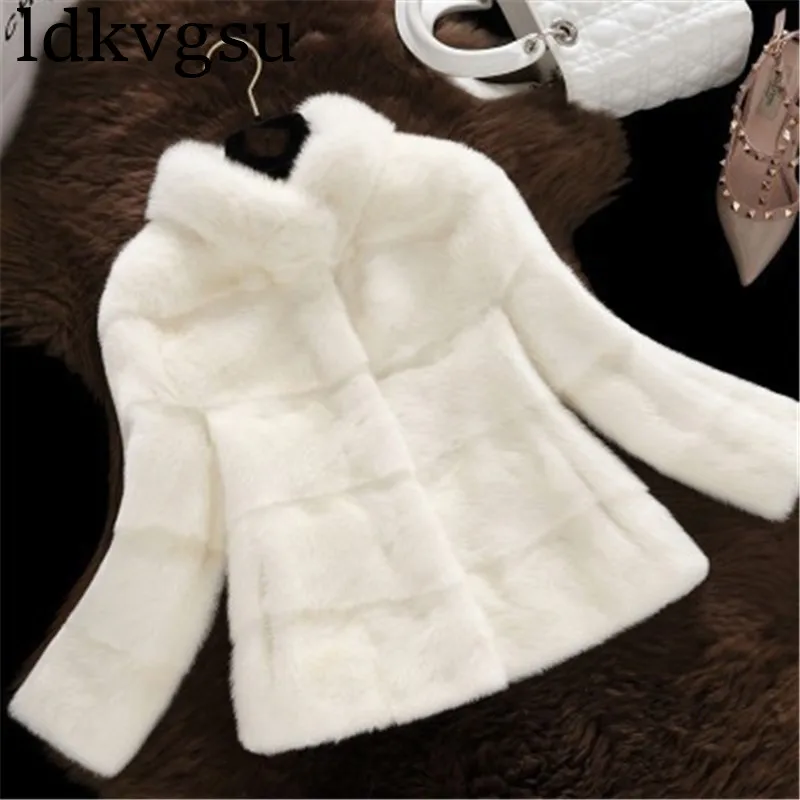 Women Autumn& Winter High Quality Faux Fur Basic Jacket Coat Female Overcoat Sweet Outerwear& Coats Plus Size Tops A1486