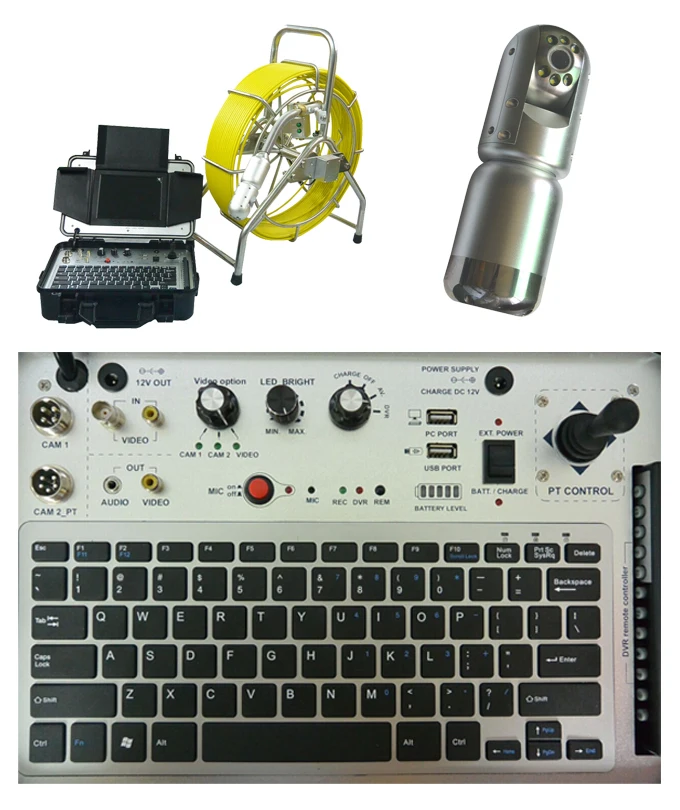 Professional Pan / Tilt wireless sewer pipe inspection camera with meter counter