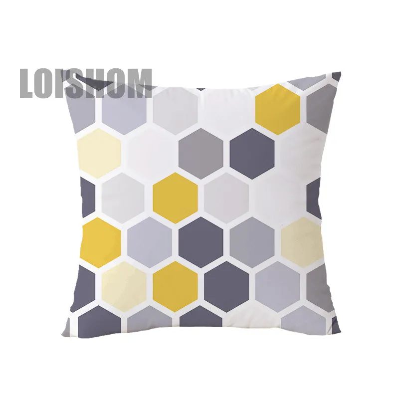 Желтый серый геометрический чехол для подушки домашний декор бархатное покрытие для подушки для дивана 45*45 см Декоративные шевронные подушки Чехол Pillowsham