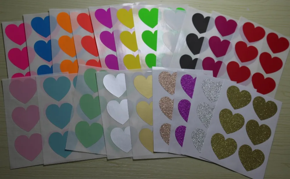 

3.8cm 20 colors heart sticker