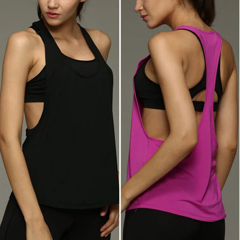 

Women Crop Top Dry Quick Yoga Shirts Loose Gym Fitness Sport Sleeveless Vest Singlet Running Training Tops