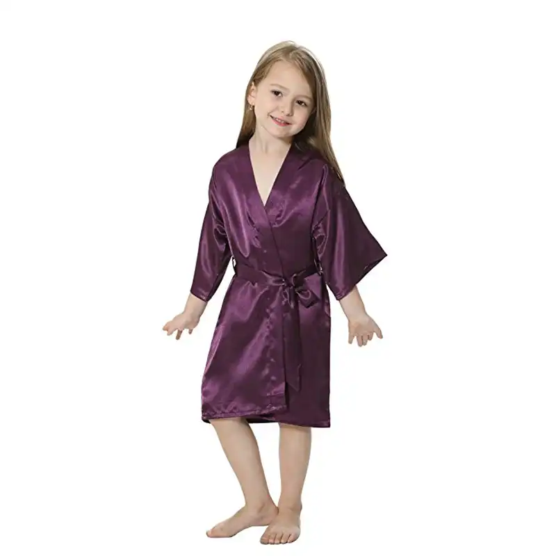 JOYTTON Kids Satin Rayon Kimono Robe Bathrobe for Spa Party Wedding Birthday