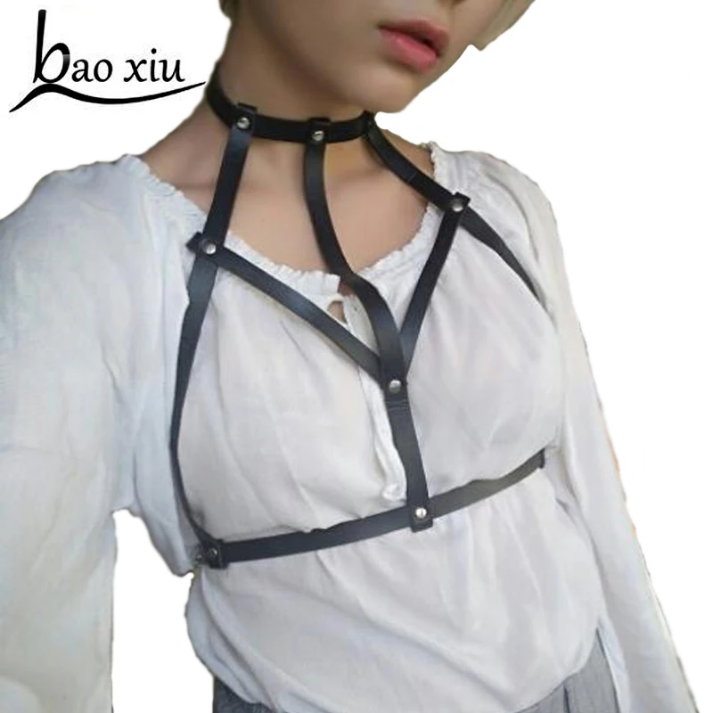 

Hot New Street Shoulders sexy Belt Faux Leather Body Bondage Corset female Harness Waist Belt Straps Suspenders Accessory