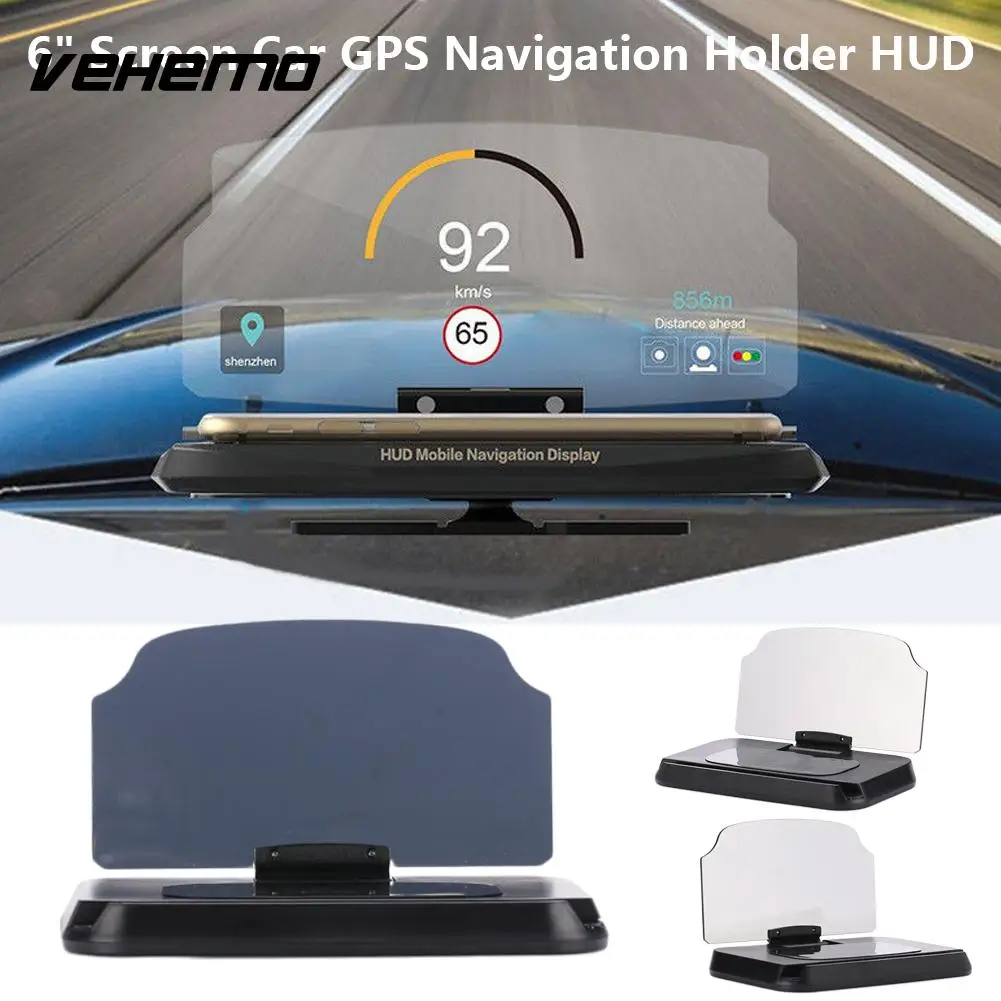 

Vehemo 6 Inches HD HUD Head Up Display Automobile Smartphone Reflector Stabilized GPS Navigation Projector