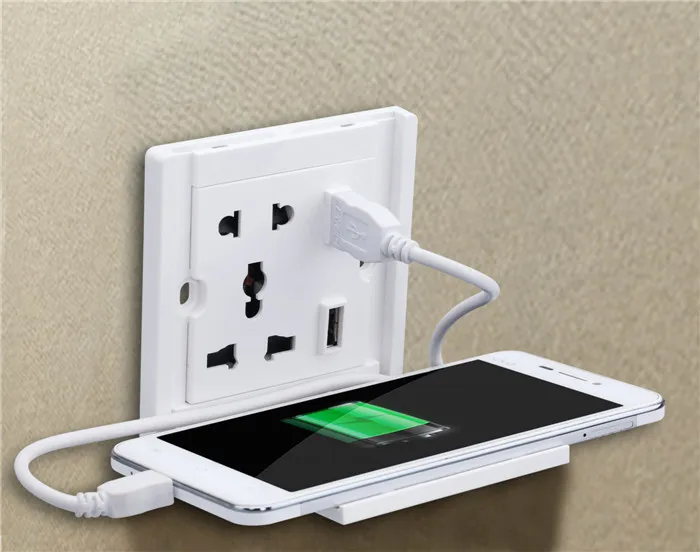 

Hot sale DC 5V,2.4A,5pin universal socket with USB, USB wall socket with support