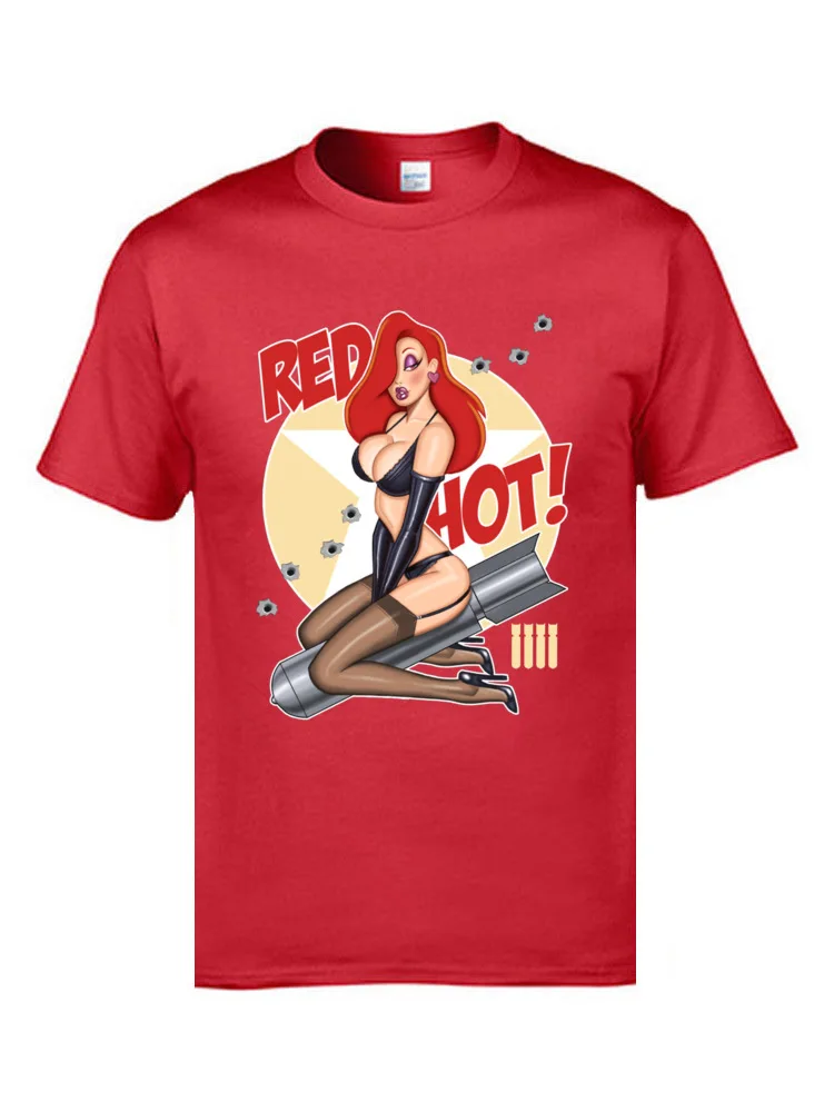 Summer Tees Company Round Neck Design Short Sleeve 100% Cotton Mens T-Shirt Custom Top T-shirts Drop Shipping Red Hot Nose Art  14881 red
