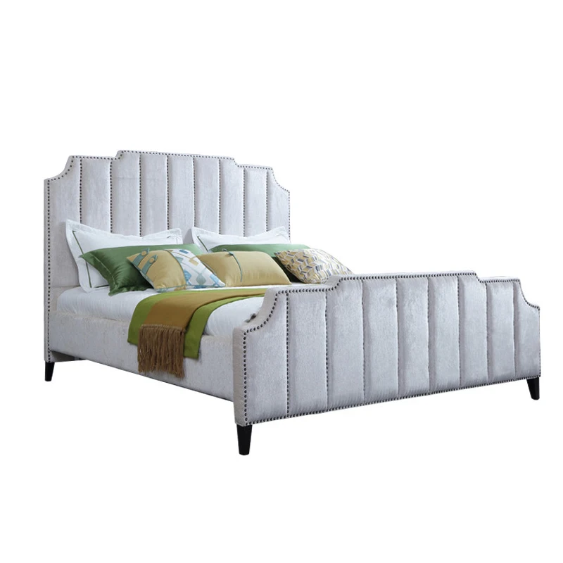 Newest Design Big Headboard Italian Tufted Leather Beds Bedroom Furniture Designs