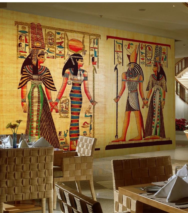 ヨーロッパのレトロな古代エジプト部屋脱出キャラクター大壁画の壁紙は ロビー玄関ボックス Mural Wallpaper Large Murallarge Mural Wallpaper Aliexpress
