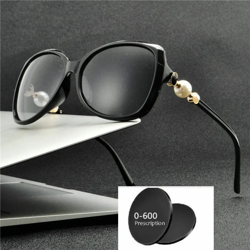 Женские поляризованные солнцезащитные очки в оправе ручной работы, поляризованные зеркальные солнцезащитные очки на заказ, линзы против близорукости, от-1 до-6 NX - Цвет линз: black-gray lens-500