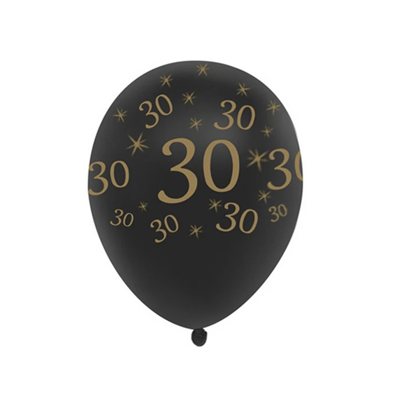 10Pcs/Lot 12" DIY  Black and Gold Happy Birthday Age Number Helium Latex Balloon Decor