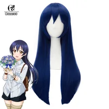 ROLECOS японский аниме Love Live Косплей головные уборы Umi Sonoda Косплей 67 см/26,38 nches Длинные темно-синие женские косплей синтетические волосы