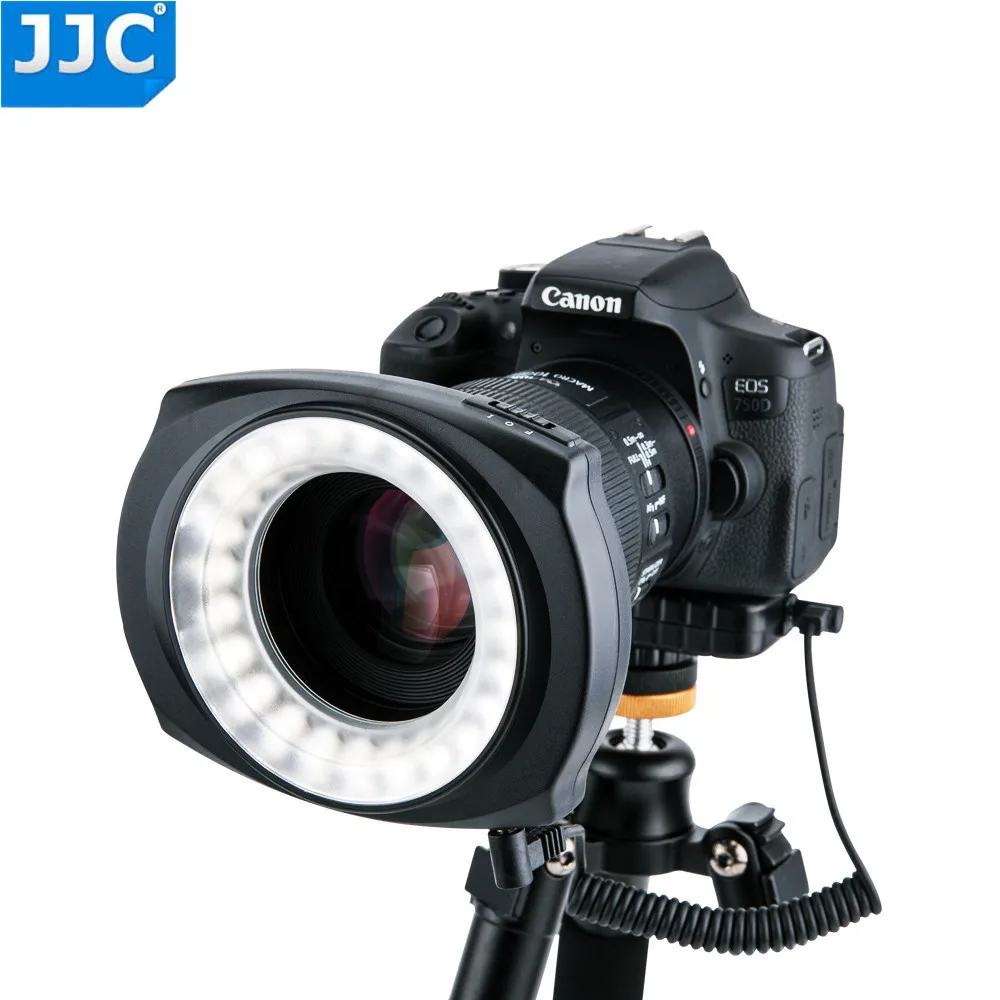 Skup JJC DSLR lampa błyskowa wideo Speedlite wewnątrz na zewnątrz pół cały LED makro pierścień światło dla NIKON CANON SONY olympius Panasonic