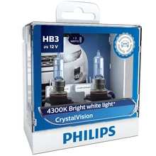 2X Philips HB3 9005 P20d 12 в 60 Вт Crystal Vision 4300K яркий белый светильник, галогенный головной светильник, автомобильные лампы с 2x T10 лампами 9005CVSM